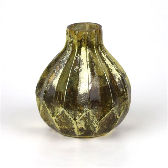 Staklo vaza h12cm d10cm zlatna/patina