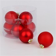 Staklene kuglice 8cm/8kom - crvena M/mat transp.
