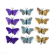 Leptiri 8xh5cm x12kom krem/sv.plava/ljubičasta