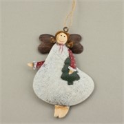 Ukras za bor anđeo sa borom  11x7,8cm