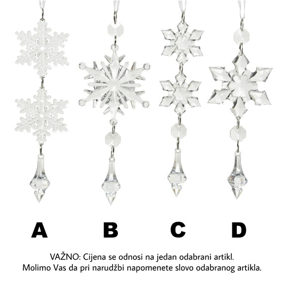 Ukras za bor pahulja h16cm 6,5cm