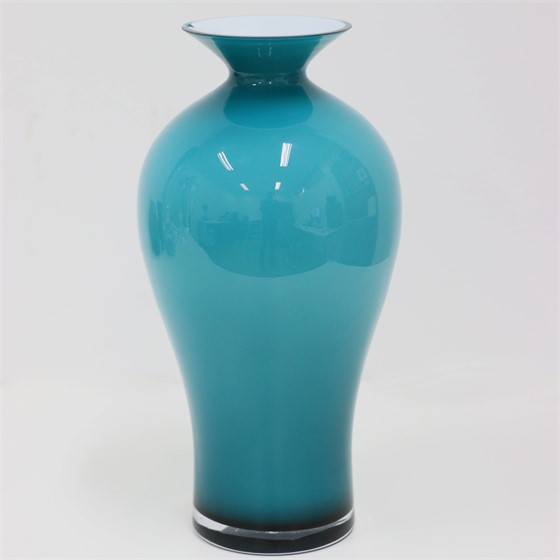 Staklo vaza amfora h41d21cm o 4 šlif  opal/baltic zelena