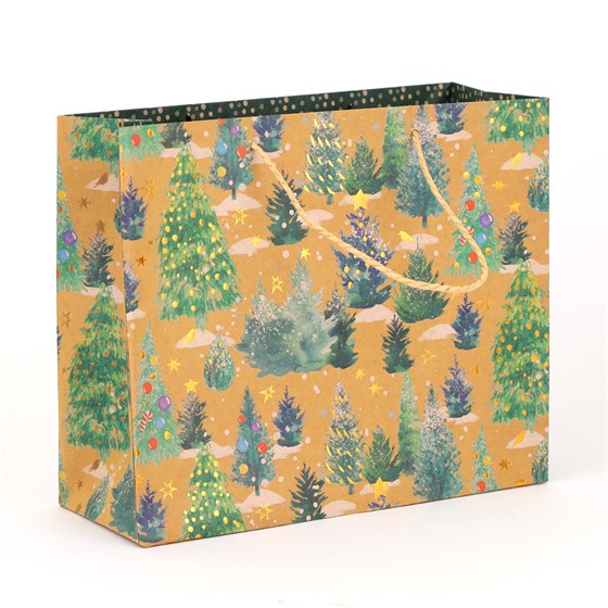 Vrećica 31x12cm h26 božićna natur/zelena
