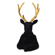 Jelen bista polirezin flokirana h45cm 19x17cm crna/zlatna