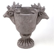 Cement posuda s jelenjim glavama h30cm 31,5x17cm siva