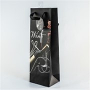 Vrećica 12x9cm h36cm deblji papir boca Wine/crna