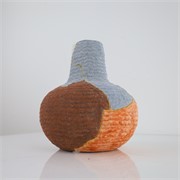 Vaza keramička h21cm d19cm siva/oker/bijela