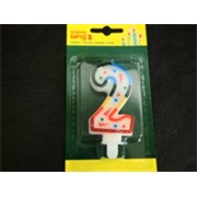Svijeća broj "2" šarena