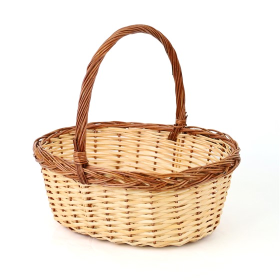 Košara oval 41x35/h18cm bijeljena/natur