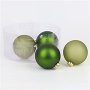 Staklene kuglice 10cm/4kom - zelena mat/mat transp.