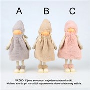 Djevojčica h28cm 13x5,5cm 3ass bež/roza/siva