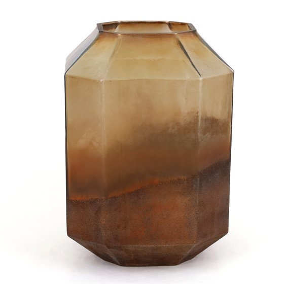 Staklo vaza oktagon h35cm d25cm sjaj smeđa