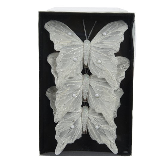 Leptiri 12xh9,7cm x3kom bijela